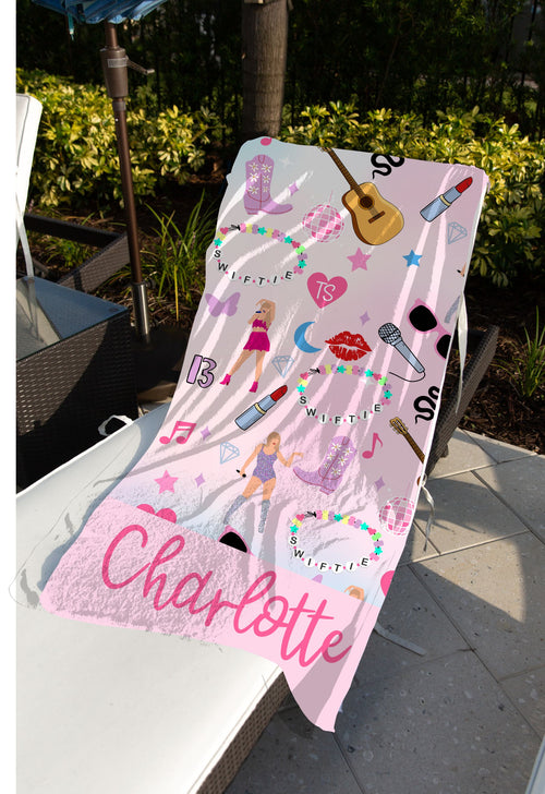 Personalized Swiftie Beach Towel, Taylor Swift Inspired Beach Towel, Eras Tour, Swiftie Gifts