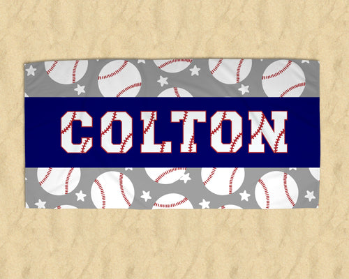 Personalized Baseball Beach Towel