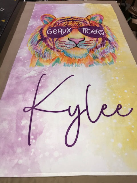 Personalized Geaux Tigers Beach Towel